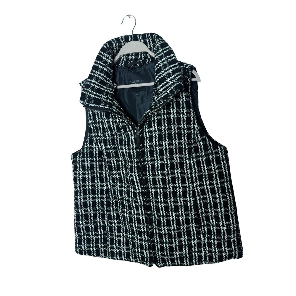 Talbots Vest Womens 1X  Black White‎ Check Down Heavy Weight Outdoors